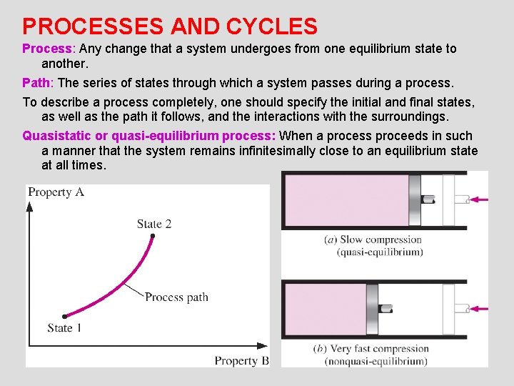 PROCESSES AND CYCLES Process: Any change that a system undergoes from one equilibrium state