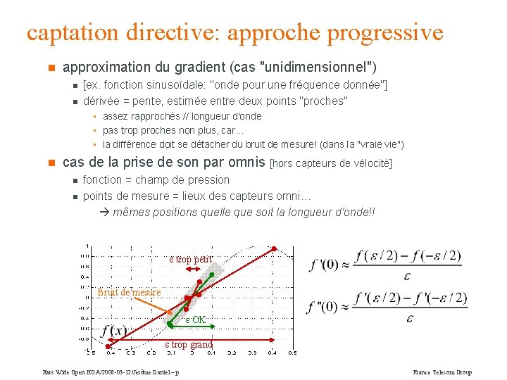 captation directive: approche progressive n approximation du gradient (cas "unidimensionnel") n n [ex. fonction