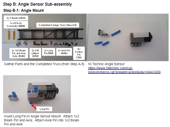 Step B: Angle Sensor Sub-assembly Step B-1: Angle Mount 2 x 7 -Beam 32524