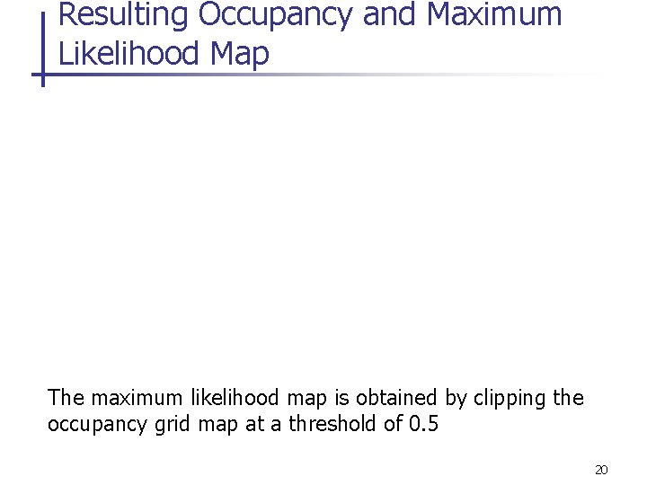 Resulting Occupancy and Maximum Likelihood Map The maximum likelihood map is obtained by clipping