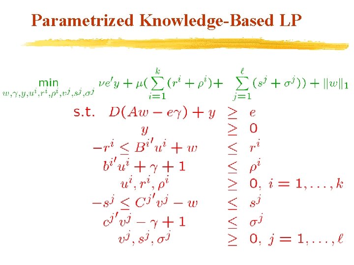 Parametrized Knowledge-Based LP 
