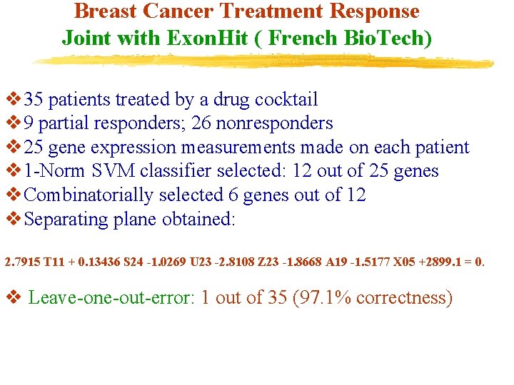 Breast Cancer Treatment Response Joint with Exon. Hit ( French Bio. Tech) v 35