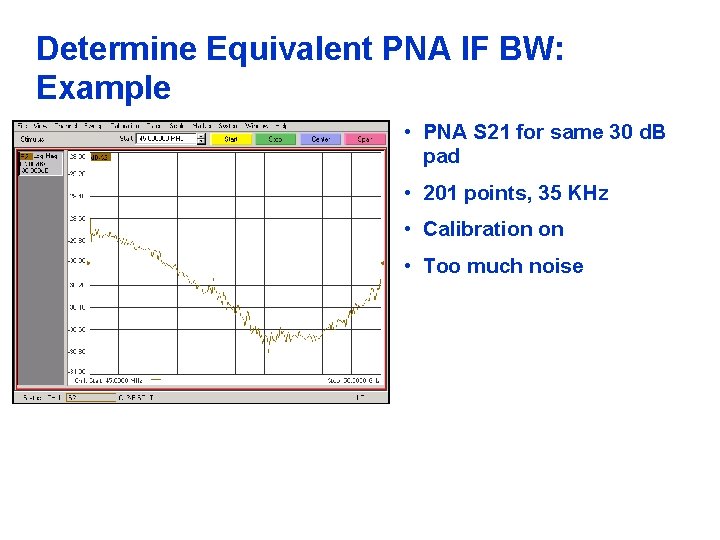 Determine Equivalent PNA IF BW: Example • PNA S 21 for same 30 d.
