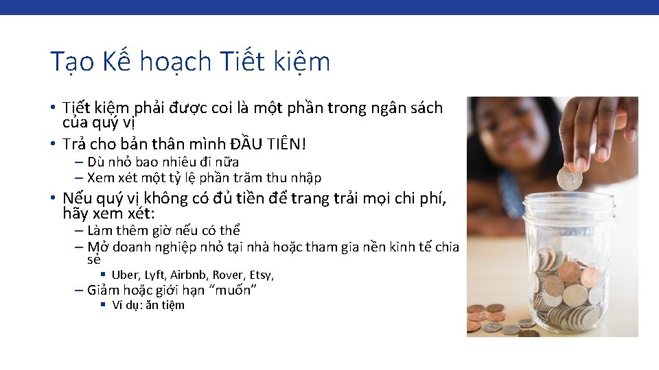 Tạo Kế hoạch Tiết kiệm • Tiết kiệm phải được coi là một phần