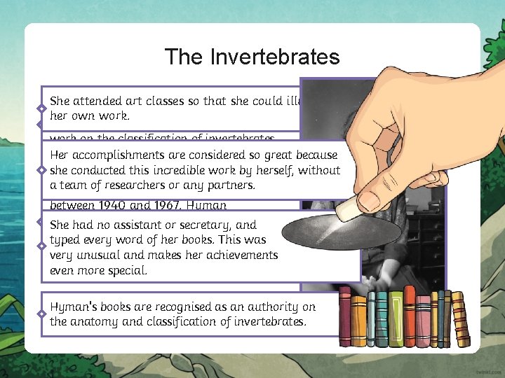 The Invertebrates She attended art classes so that she could illustrate Hyman's most important