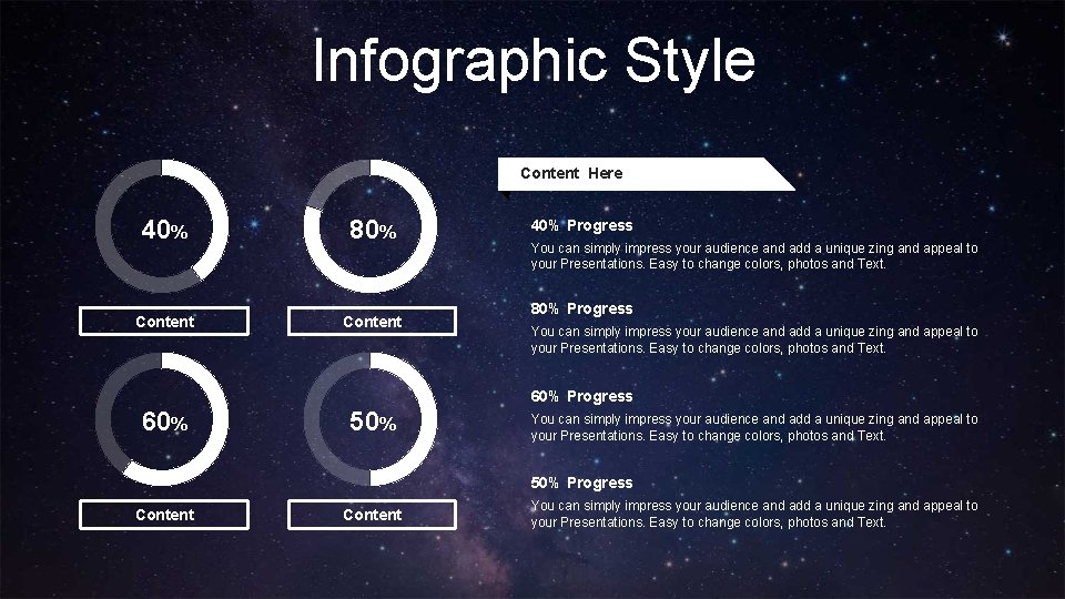 Infographic Style Content Here 40% 80% Content 40% Progress You can simply impress your