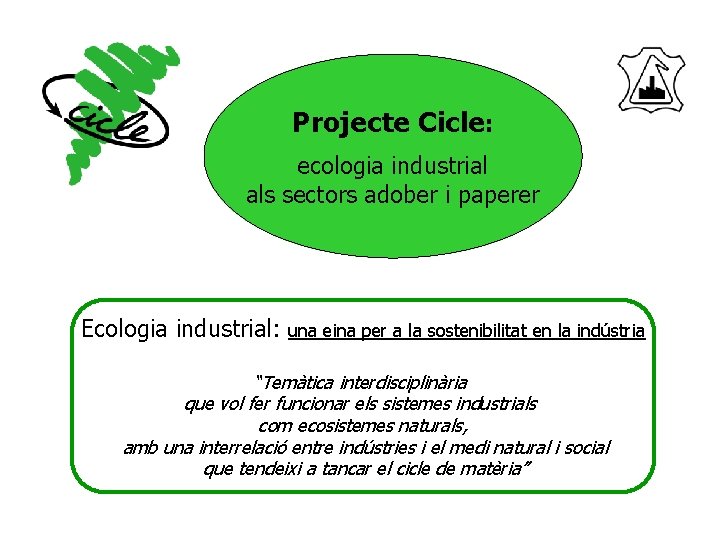 Projecte Cicle: ecologia industrial als sectors adober i paperer Ecologia industrial: una eina per