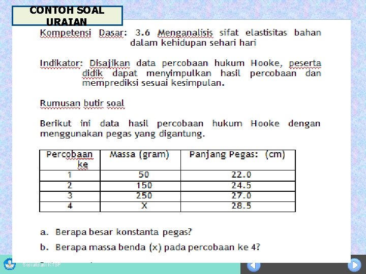 CONTOH SOAL URAIAN Sosialisasi KTSP 