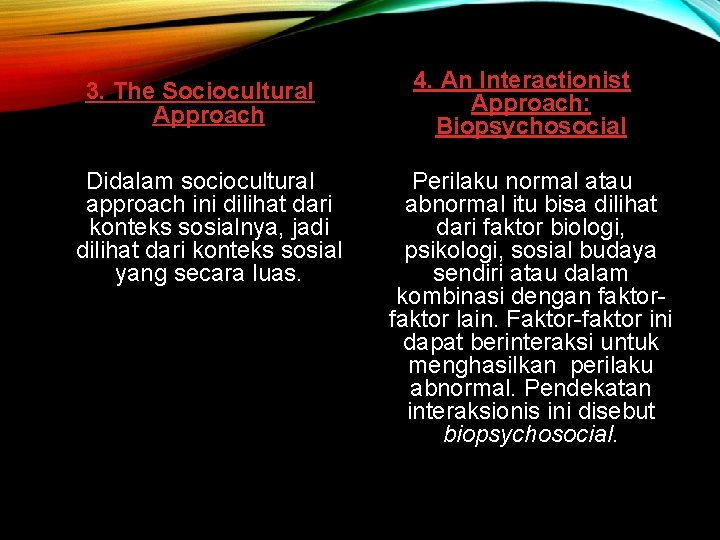 3. The Sociocultural Approach Didalam sociocultural approach ini dilihat dari konteks sosialnya, jadi dilihat