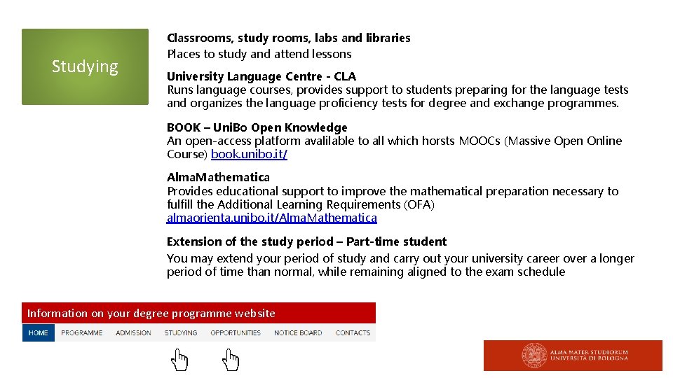 Studying Classrooms, study rooms, labs and libraries Places to study and attend lessons University