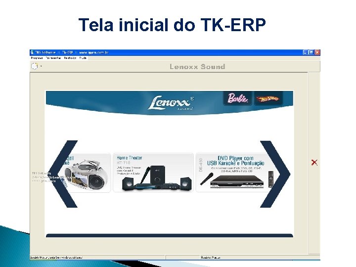 Tela inicial do TK-ERP 