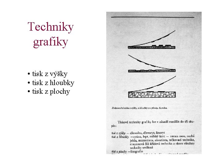 Techniky grafiky • tisk z výšky • tisk z hloubky • tisk z plochy