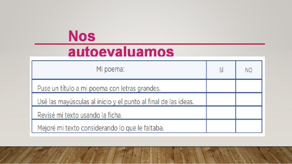 Nos autoevaluamos 