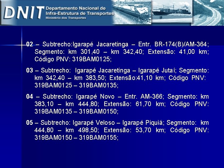 02 – Subtrecho: Igarapé Jacaretinga – Entr. BR-174(B)/AM-364; Segmento: km 301, 40 – km