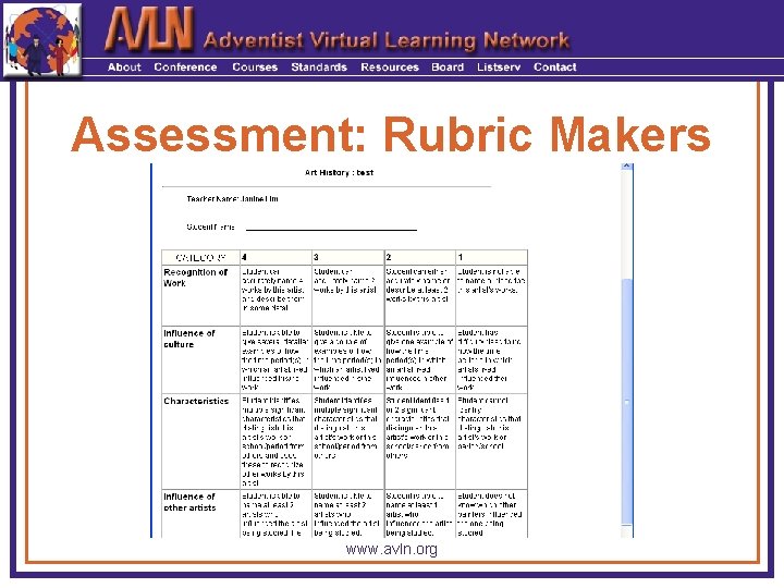 Assessment: Rubric Makers www. avln. org 