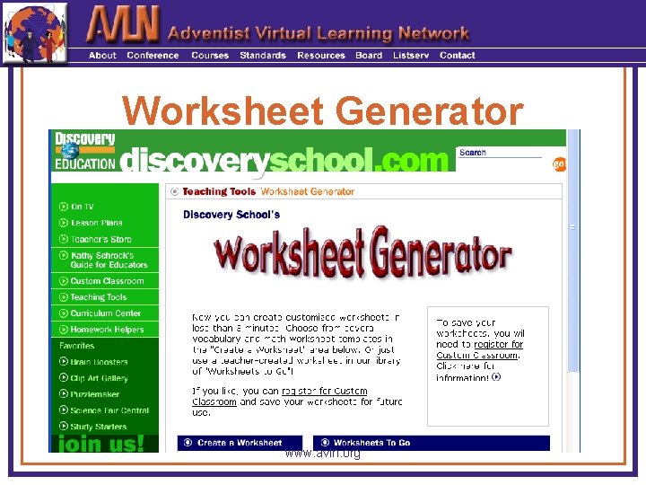 Worksheet Generator www. avln. org 