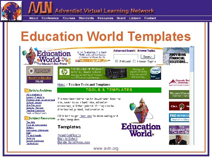 Education World Templates www. avln. org 