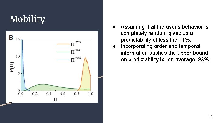 Mobility ● Assuming that the user’s behavior is completely random gives us a predictability