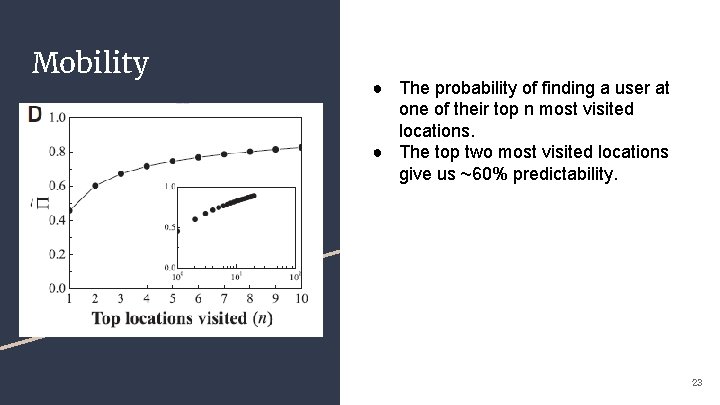 Mobility ● The probability of finding a user at one of their top n
