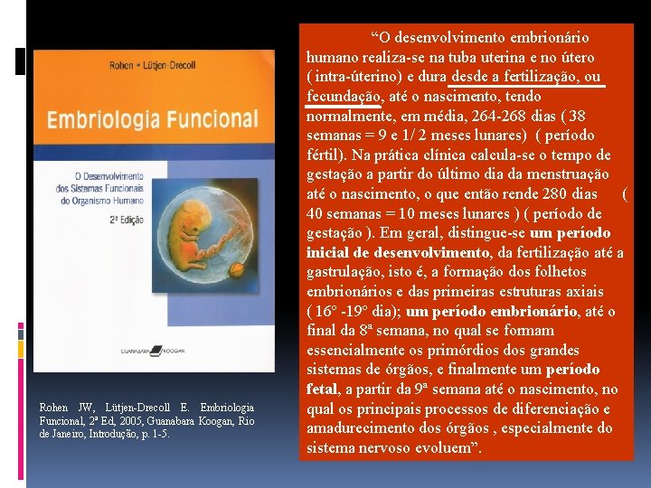 Rohen JW, Lütjen-Drecoll E. Embriologia Funcional, 2ª Ed, 2005, Guanabara Koogan, Rio de Janeiro,