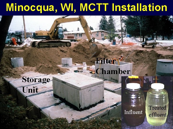 Minocqua, WI, MCTT Installation Storage Unit Filter Chamber Influent Treated effluent 