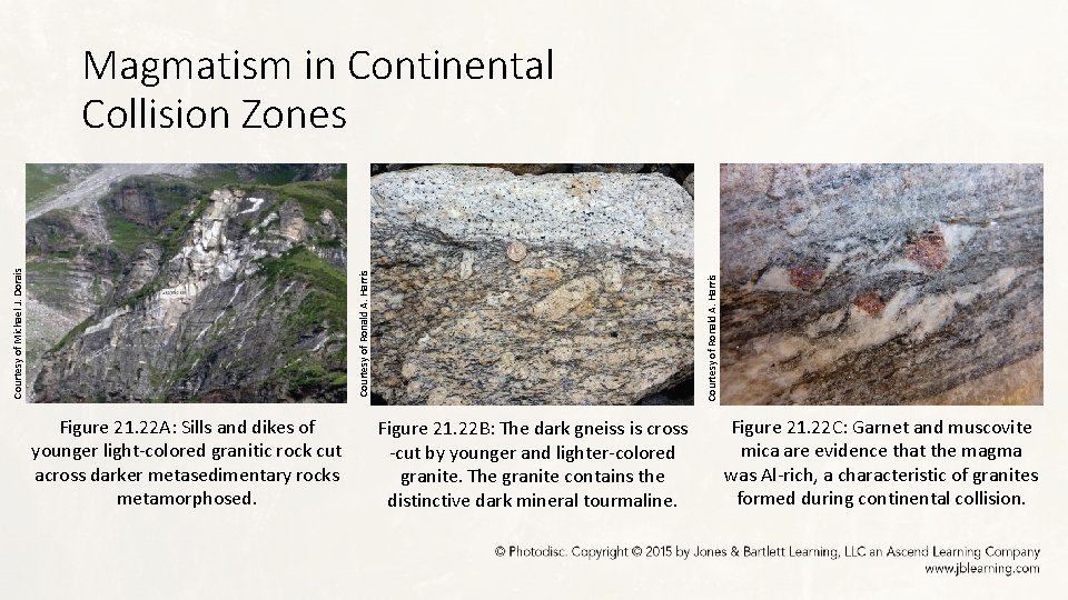 Figure 21. 22 A: Sills and dikes of younger light-colored granitic rock cut across