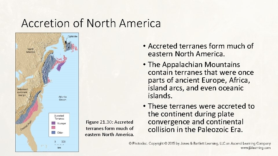 Accretion of North America Figure 21. 30: Accreted terranes form much of eastern North