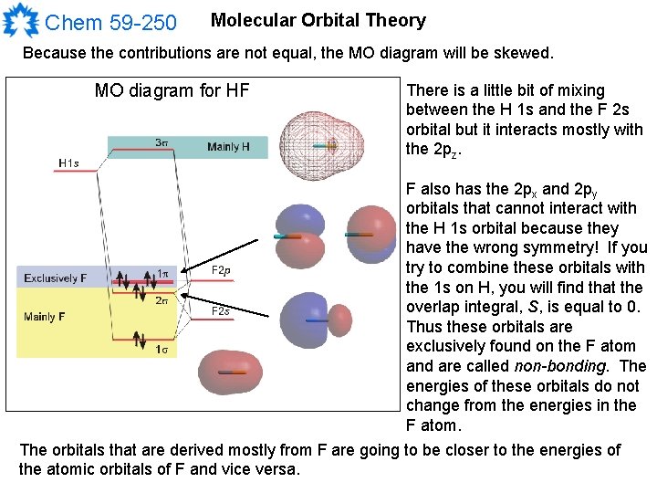 Chem 59 -250 Molecular Orbital Theory Because the contributions are not equal, the MO