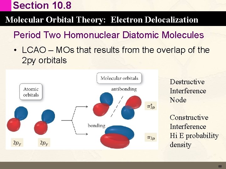 Section 10. 8 Molecular Orbital Theory: Electron Delocalization Period Two Homonuclear Diatomic Molecules • Section 10. 8 Molecular Orbital Theory: Electron Delocalization Period Two Homonuclear Diatomic Molecules •