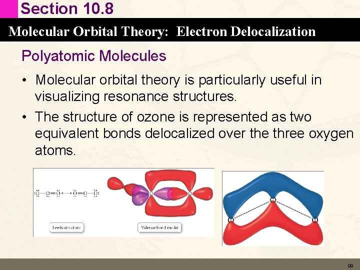 Section 10. 8 Molecular Orbital Theory: Electron Delocalization Polyatomic Molecules • Molecular orbital theory Section 10. 8 Molecular Orbital Theory: Electron Delocalization Polyatomic Molecules • Molecular orbital theory