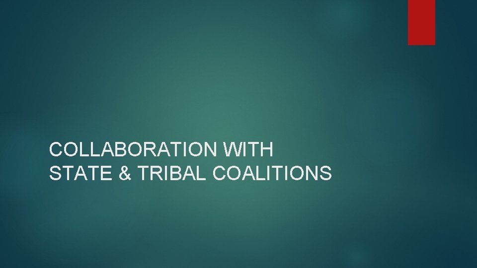 COLLABORATION WITH STATE & TRIBAL COALITIONS 