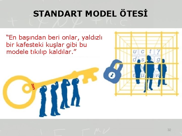 STANDART MODEL ÖTESİ “En başından beri onlar, yaldızlı bir kafesteki kuşlar gibi bu modele