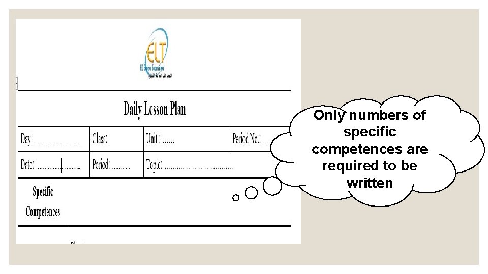 Only numbers of specific competences are required to be written 