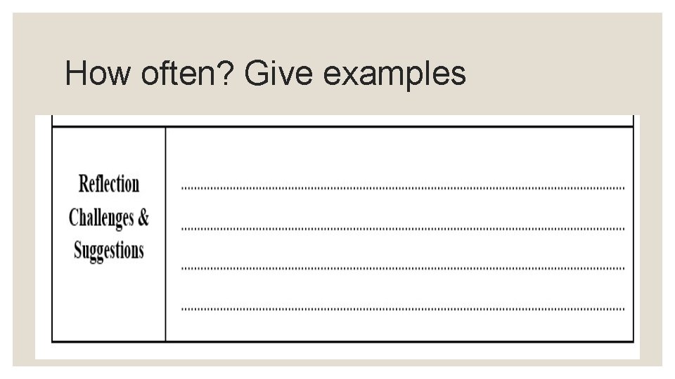 How often? Give examples 