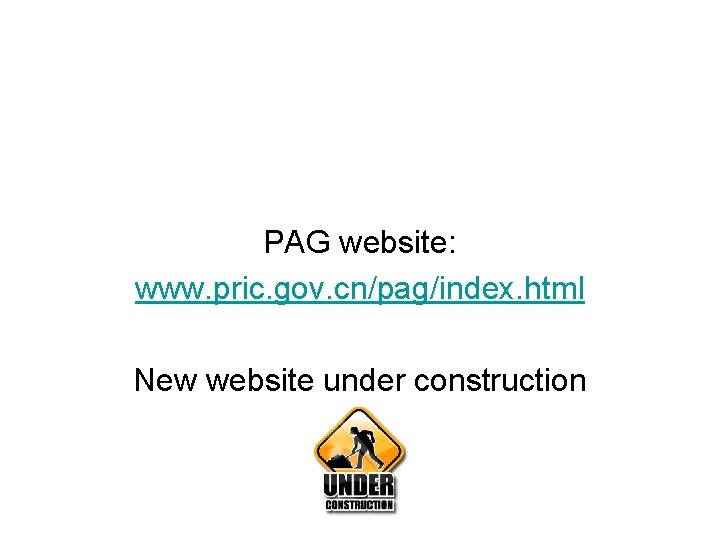 PAG website: www. pric. gov. cn/pag/index. html New website under construction 