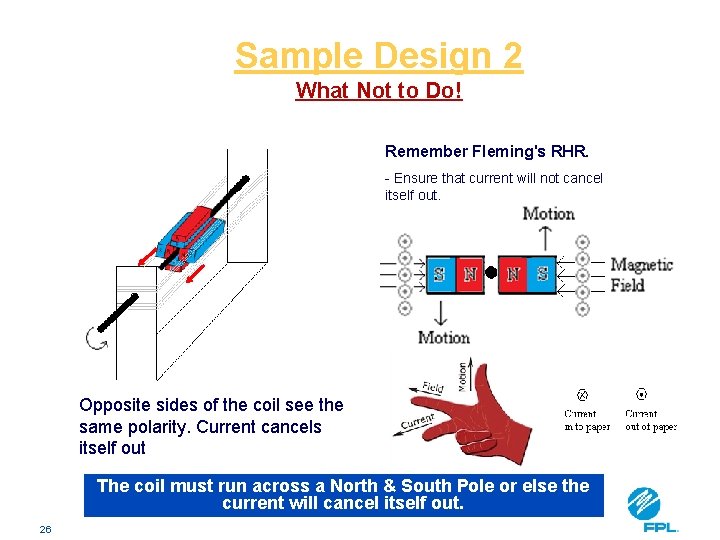 Sample Design 2 What Not to Do! Remember Fleming's RHR. Direction of Current -
