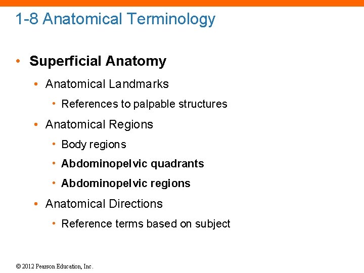 1 -8 Anatomical Terminology • Superficial Anatomy • Anatomical Landmarks • References to palpable