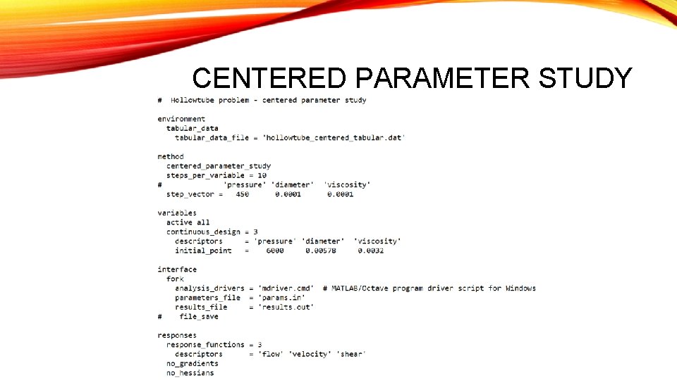 CENTERED PARAMETER STUDY 