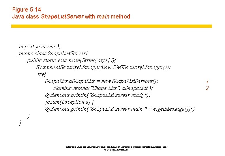Figure 5. 14 Java class Shape. List. Server with main method import java. rmi.