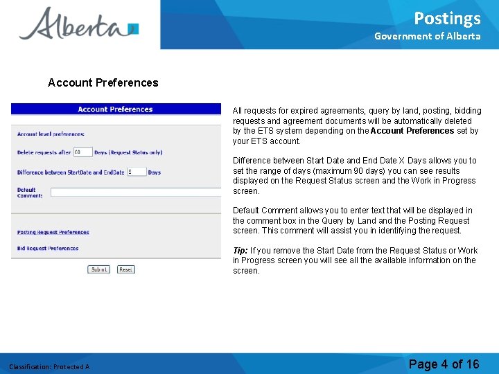 Postings Government of Alberta Account Preferences All requests for expired agreements, query by land,