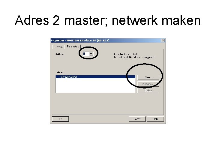 Adres 2 master; netwerk maken 