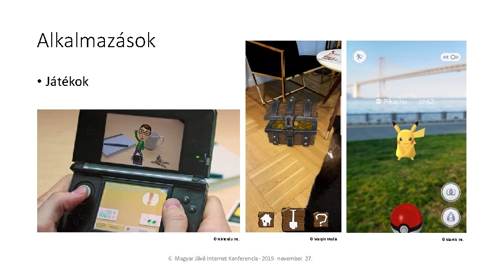 Alkalmazások • Játékok © Nintendo Inc. © Warpin Media 6. Magyar Jövő Internet Konferencia