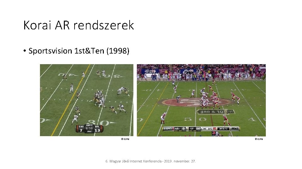 Korai AR rendszerek • Sportsvision 1 st&Ten (1998) © ESPN 6. Magyar Jövő Internet