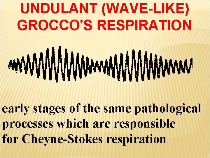 UNDULANT (WAVE-LIKE) GROCCO'S RESPIRATION early stages of the same pathological processes which are responsible