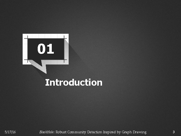 01 Introduction 5/17/16 Black. Hole: Robust Community Detection Inspired by Graph Drawing 3 