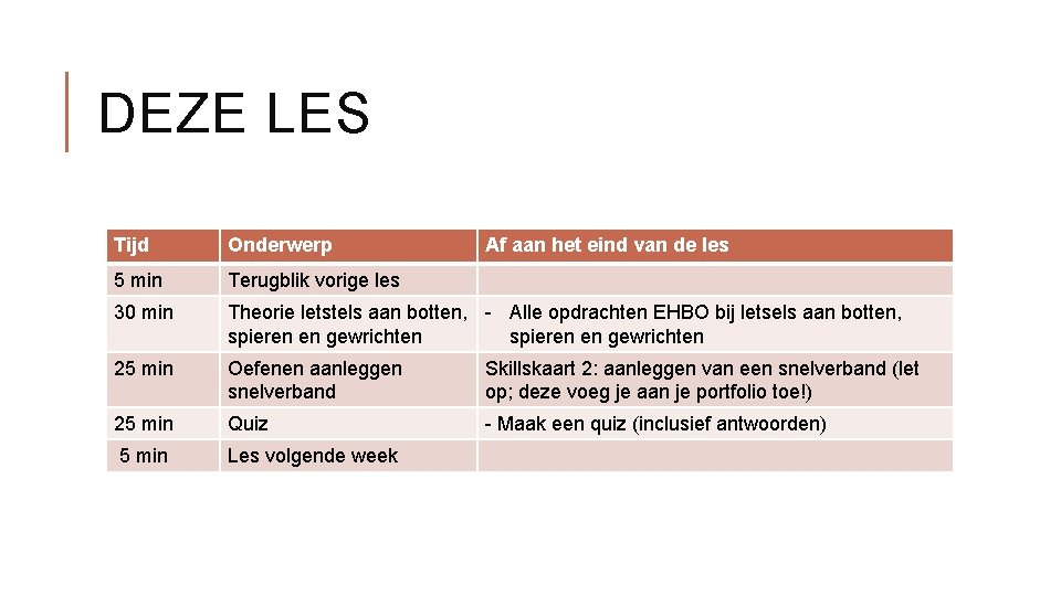 DEZE LES Tijd Onderwerp 45 min 5 Besprekenvorige roddelen Opdrachten: 8, 9, 11, 12,