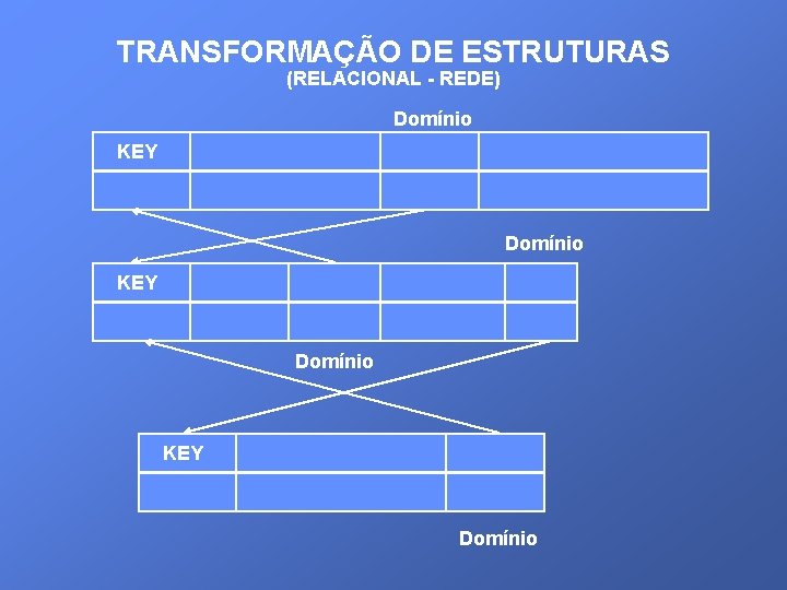 TRANSFORMAÇÃO DE ESTRUTURAS (RELACIONAL - REDE) Domínio KEY Domínio 