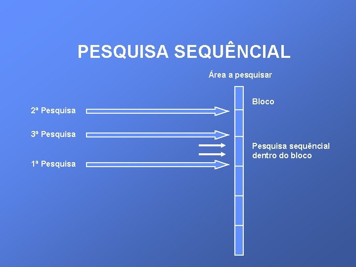 PESQUISA SEQUÊNCIAL Área a pesquisar Bloco 2ª Pesquisa 3ª Pesquisa 1ª Pesquisa sequêncial dentro