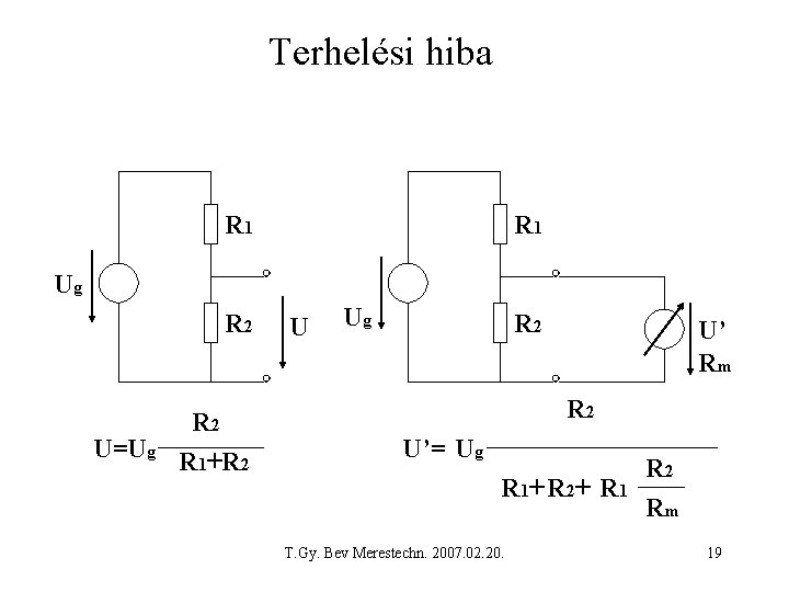 Terhelési hiba R 1 Ug R 2 U=Ug R 1+R 2 U Ug R