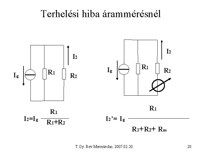 Terhelési hiba árammérésnél I 2 R 1 Ig I 2=Ig R 1+R 2 R